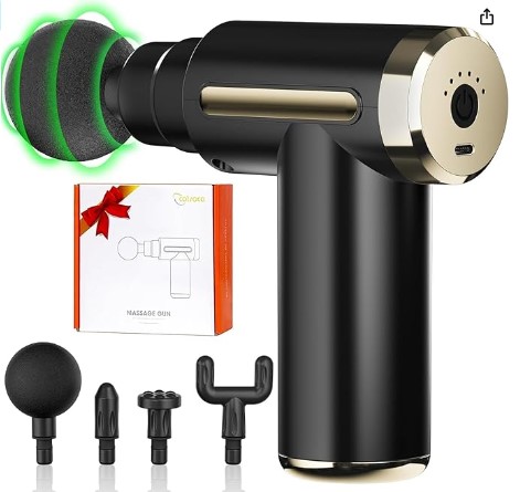 Relaja tus músculos cansados con la pistola de masaje de mano de tejido profundo. Con 6 velocidades ajustables y 4 cabezales intercambiables, esta pistola ofrece un alivio inmediato para la tensión muscular y la fatiga