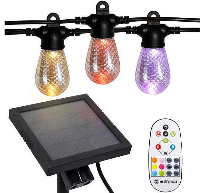 Transforma tu espacio exterior con las luces LED solares Westinghouse 48', que ofrecen una iluminación ambiental y versátil. Controla el ambiente con su función de cambio de color y crea la atmósfera perfecta para tus reuniones al aire libre y noches de relajación.