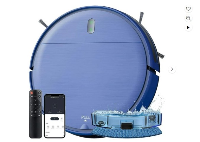 Disfruta de la limpieza inteligente con el Robot Aspirador y Trapeador Combo de Walmart. Este dispositivo avanzado, compatible con Alexa, hace que la limpieza sea más fácil que nunca. Con su tanque de agua de 230 ML y capacidad de autocarga, decir adiós al pelo de mascotas en pisos duros y alfombras de pelo corto es ahora más eficiente y conveniente que nunca.