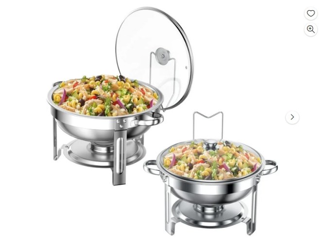 Con una capacidad de 5QT, estos chafing dishes ofrecen espacio suficiente para una variedad de platos. Su diseño versátil los hace ideales para cualquier ocasión, mientras que su construcción duradera garantiza un rendimiento confiable una y otra vez.