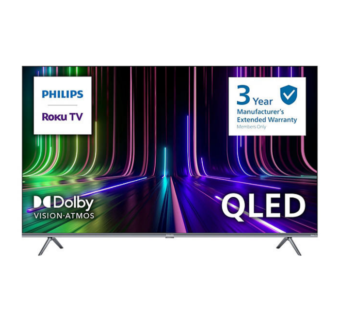 Sumérgete en una experiencia visual incomparable con el televisor inteligente Philips Roku QLED UltraHD 4K de 55 pulgadas. Con imágenes nítidas y colores vibrantes, cada película, serie o juego cobra vida en tu sala de estar, ofreciéndote entretenimiento de alta calidad. ¡Transforma tu sala de estar en un cine en casa con este televisor Philips de última generación!