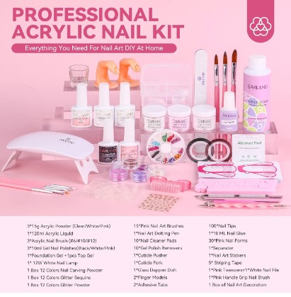 Kit de uñas acrílicas SAVILAND: perfecto para principiantes y profesionales. Incluye todo lo necesario para crear uñas acrílicas hermosas y duraderas, sin necesidad de experiencia previa. ¡Compra ahora y aprovecha el descuento del 20%!