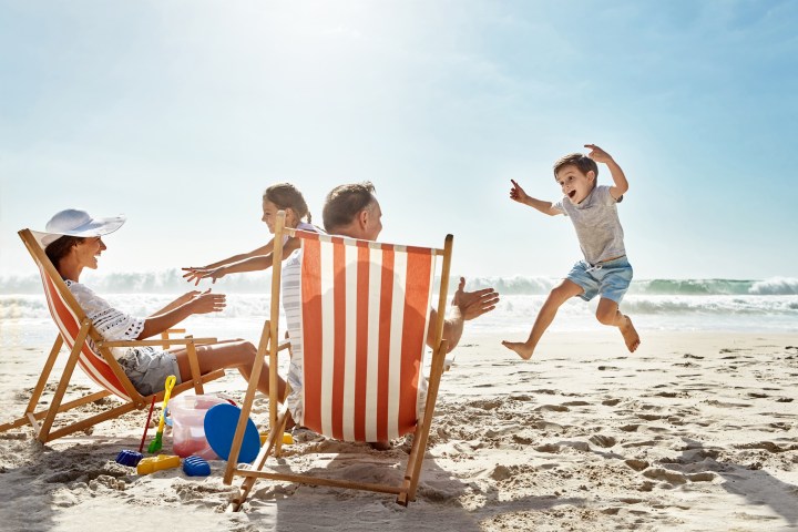Family,,Children,And,Playing,At,Beach,Chair,,Vacation,Adventure,And