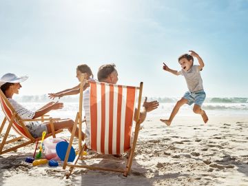 Family,,Children,And,Playing,At,Beach,Chair,,Vacation,Adventure,And