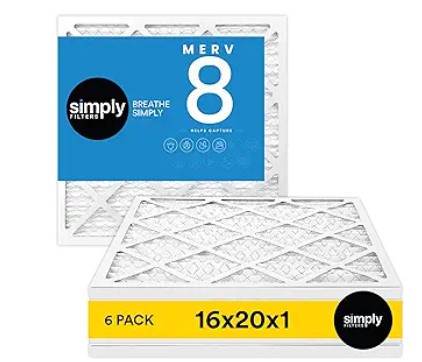 Ahorra un 15% en los filtros de aire Simply 16x20x1. Estos filtros MERV 8 son ideales para mejorar la calidad del aire en tu hogar, disponibles en un conveniente paquete de 6.