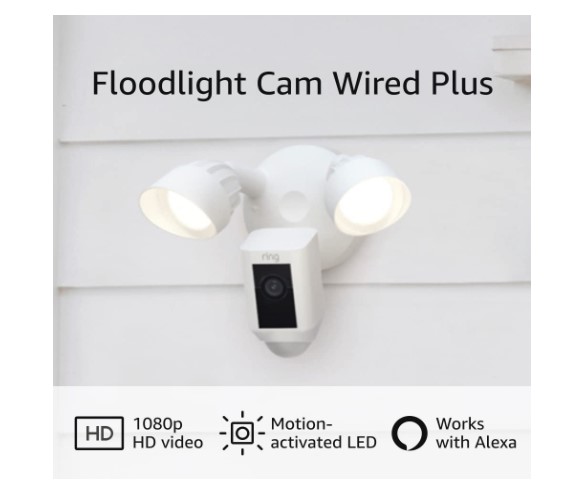 Protege tu hogar con la Ring Floodlight Cam Wired Plus. Video HD 1080p y reflectores activados por movimiento por solo $119.99. ¡Descuento del 40% hoy!