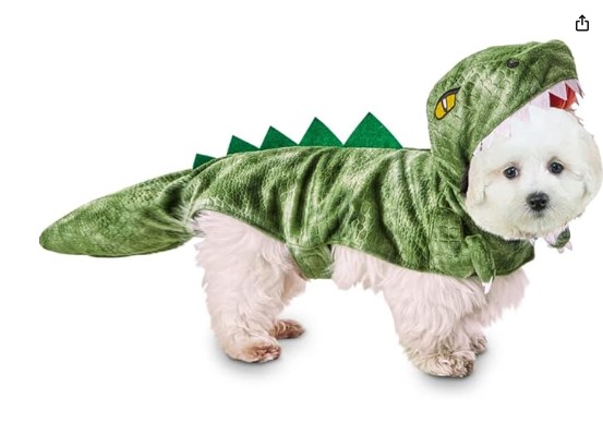 Conviértete en el dueño más original con el disfraz de dinosaurio para perro de Zelobely. Ideal para fiestas y fotos, este disfraz es cómodo y cálido. ¡Consíguelo ya!