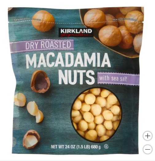 Ahorra $5 en nueces de macadamia Kirkland en Costco. Antes $18.99, ahora $13.99 por un snack delicioso y nutritivo.