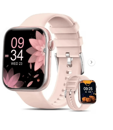Mejora tu salud y estilo con el reloj inteligente rosa para mujer. Compatible con Android e iPhone, incluye rastreador de ejercicios, monitoreo de sueño y más. ¡Ideal para cualquier ocasión!