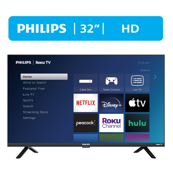 Televisor Philips inteligente de 32" sin bordes y resolución HD 720p. ¡Antes $168, ahora solo $118! Oferta exclusiva en Walmart.