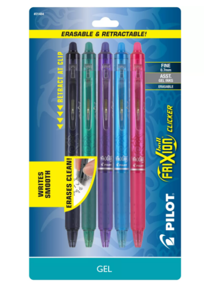 Escribe y borra sin problemas con los bolígrafos Pilot FriXion Clicker. Aprovecha el descuento y cómpralos hoy en Target por $5,89, antes $8,79.