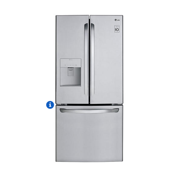 Refrigerador LG con puerta francesa de 22 pies cúbicos, perfecto para familias. Consíguelo en Sam's Club por $1,495 y ahorra $500.