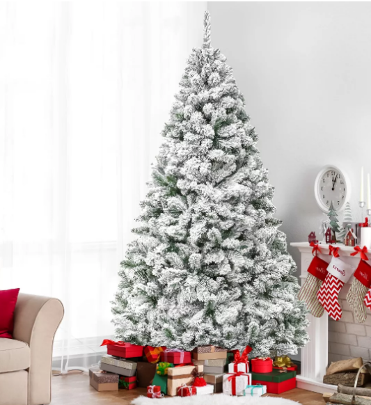 Decora tu hogar con el árbol de Navidad SKONYON: 6 pies de altura y nieve artificial, perfecto para las fiestas. ¡Ahorra $180 en Walmart hoy!