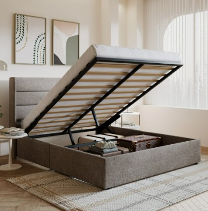 Cama elevable con almacenamiento, diseño robusto y elegante, por $234.99. Oferta Black Friday anticipada en Walmart.

