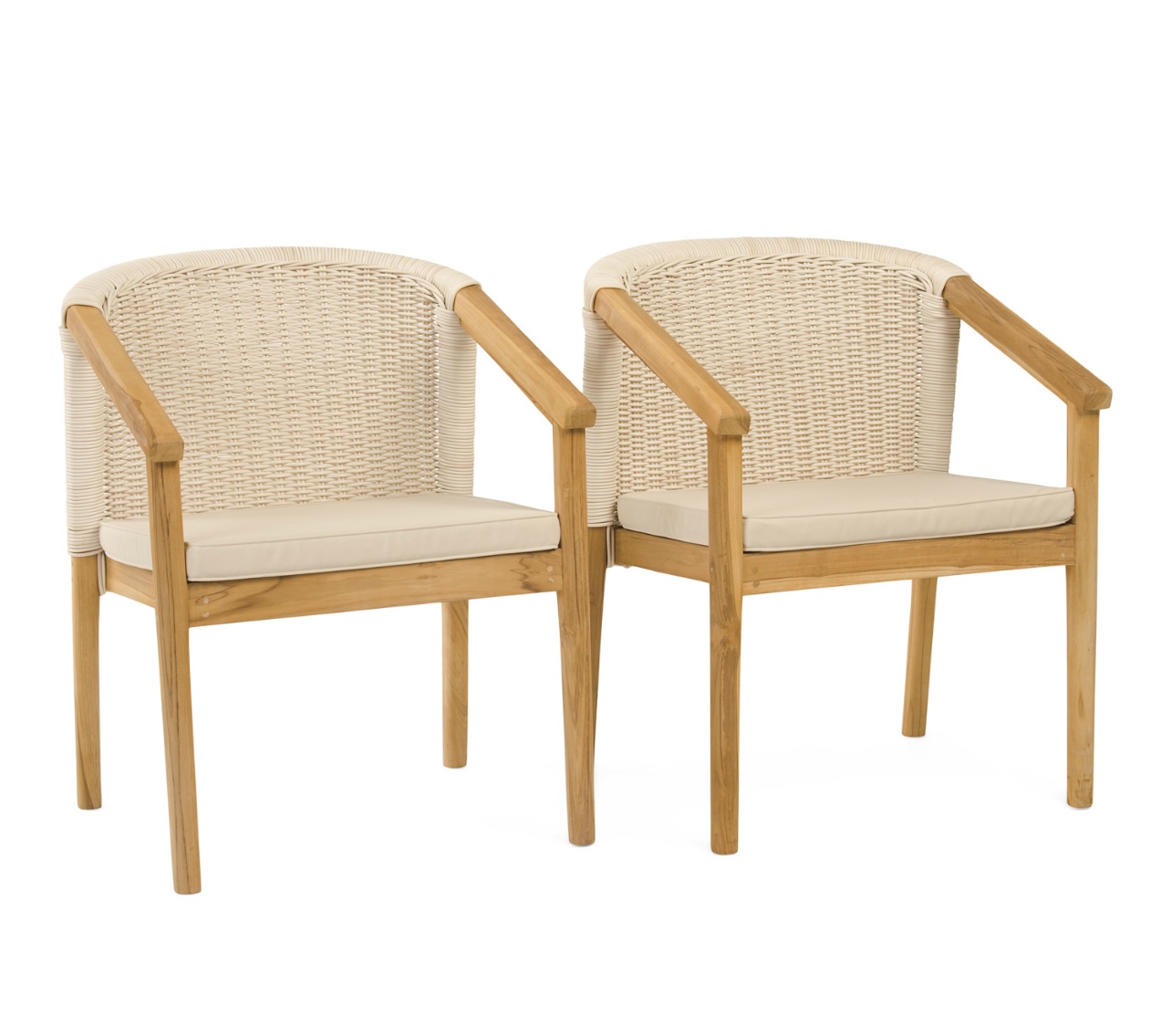 Outdoor Set Of 2 Teak Arm Chairs With Cushions de Handcrafted in Indonesia