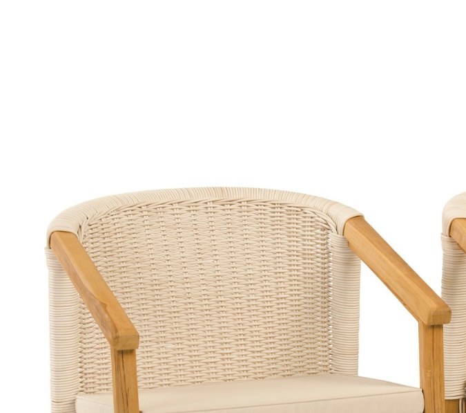 Outdoor Set Of 2 Teak Arm Chairs With Cushions de Handcrafted in Indonesia