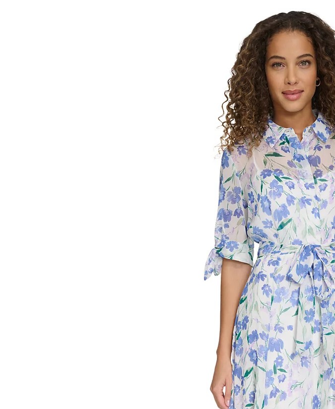Women's Floral-Print Chiffon Dress de Calvin Klein