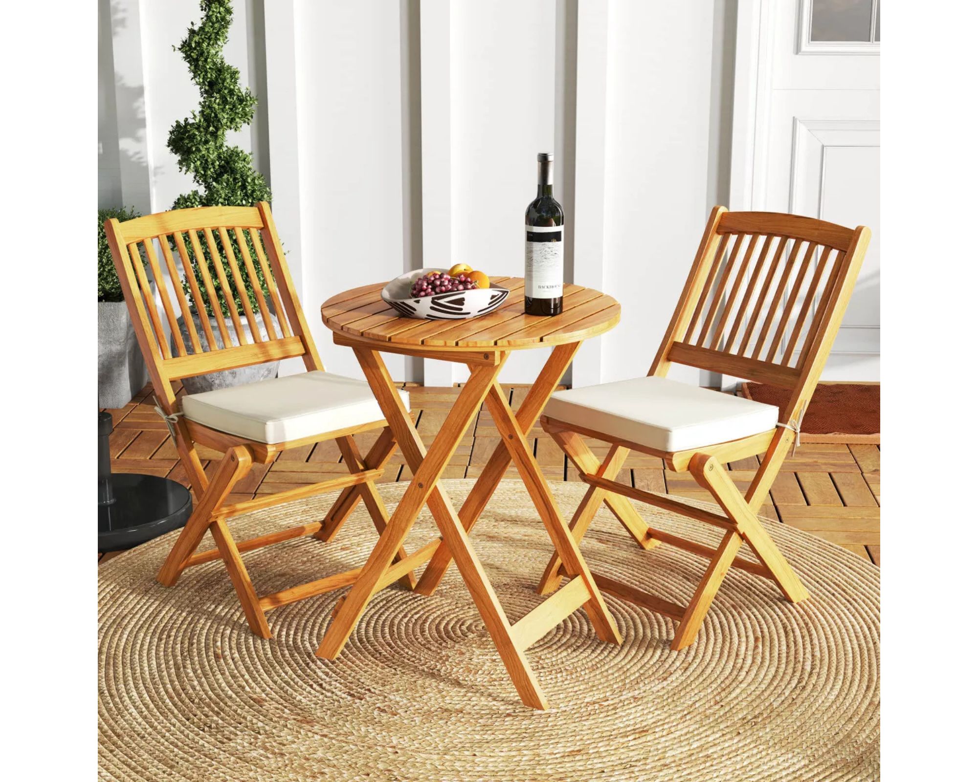 Acacia Wood Patio Bistro Set de Costway