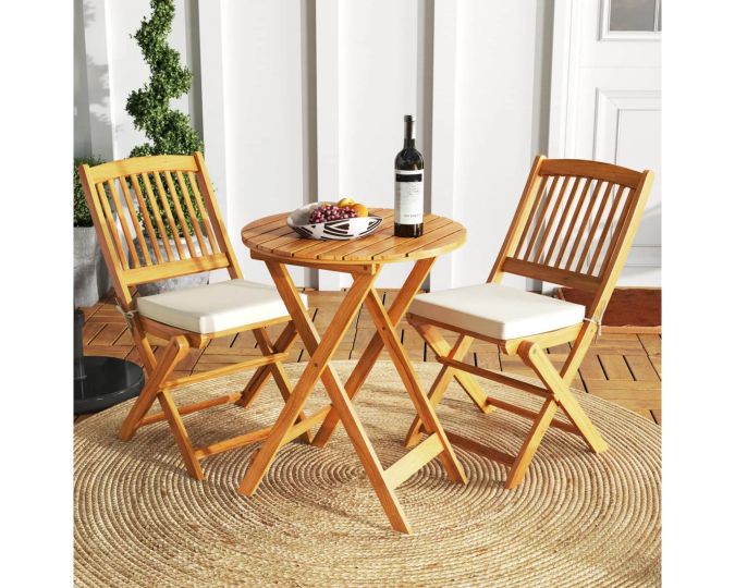 Acacia Wood Patio Bistro Set de Costway