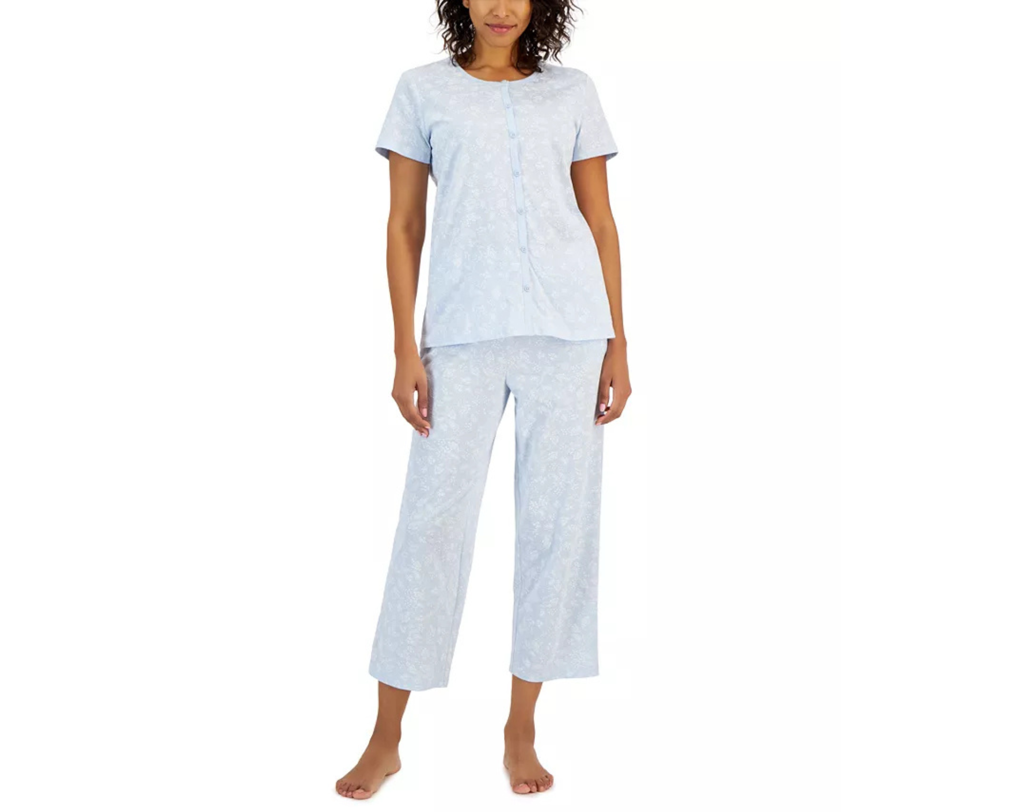 Women's Cotton Printed Cropped Pajamas Set de Charter Club