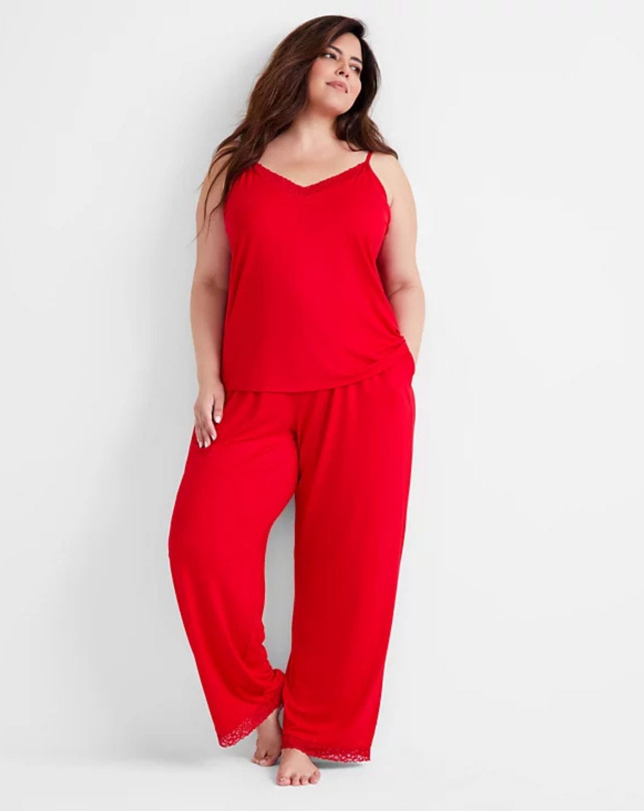 Women's Lace-Trim Camisole Pajama Set de State of Day
