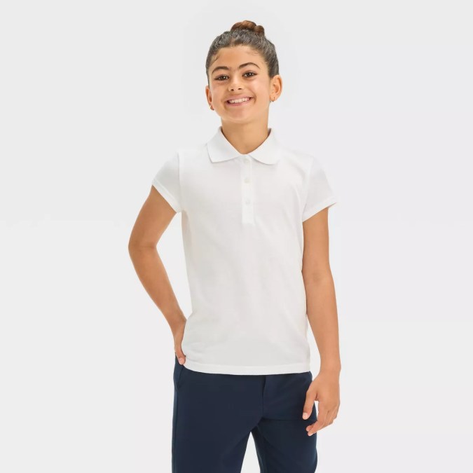 Girls' Short Sleeve Jersey Uniform Polo Shirt de la marca Cat & Jack