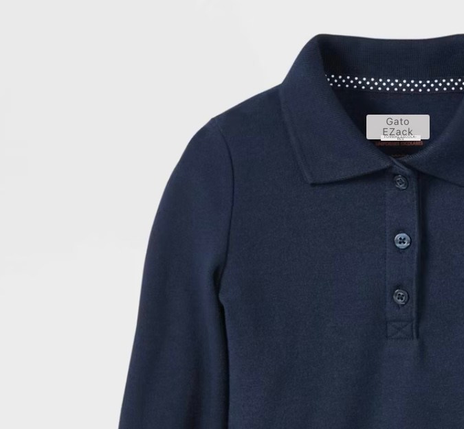 Toddler Girls Long Sleeve Interlock Uniform Polo Shirt de Car & Jack