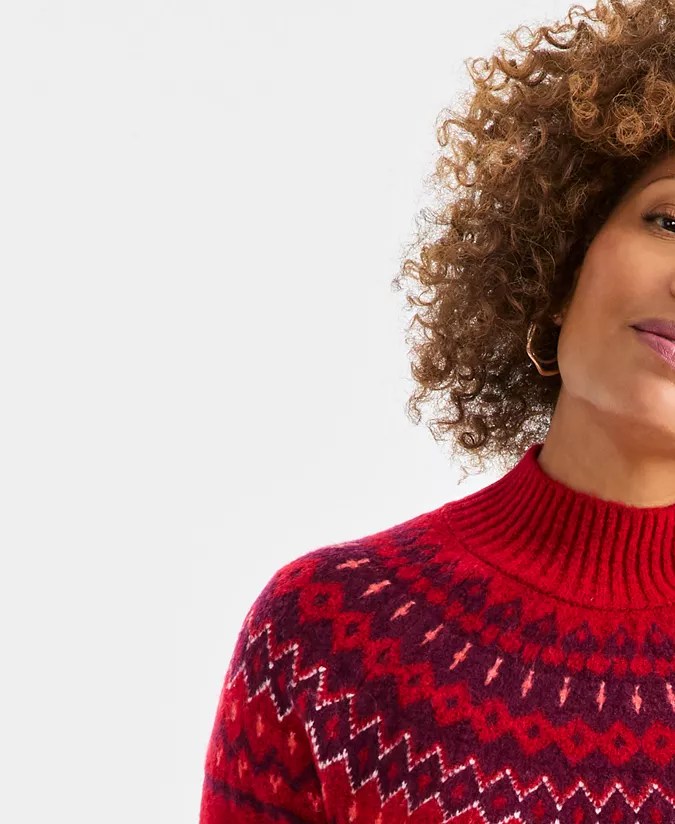 Women's Mock-Neck Fair Isle Sweater de Style & Co, disponible en Macy's.