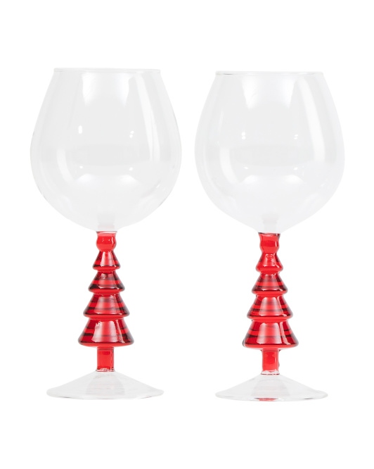 2pk Wine Tree Stem Glasses de Jingles & Joy, disponible en TJ Maxx.
