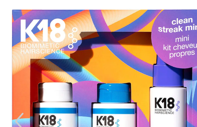 Clean Streak Minis Hair Gift Set de K18 Biomimetic Hairscience, disponible en Sephora.