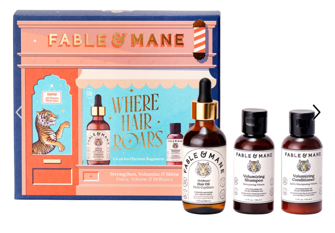 Where Hair Roars – Strength & Volume Gift Set de Fable & Mane, disponible en Sephora.