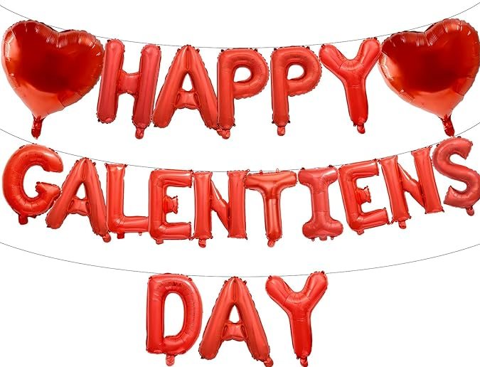 Cartel de globos Happy Galentines Day de Broeify, disponible en Amazon.