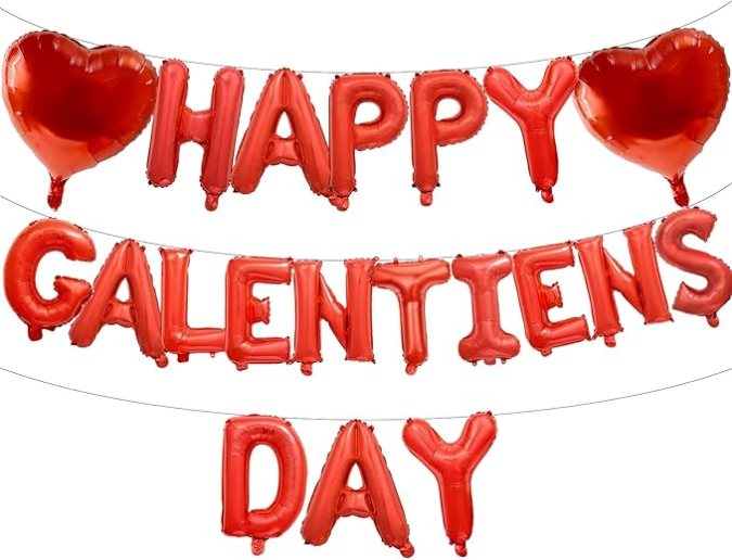 Cartel de globos Happy Galentines Day de Broeify, disponible en Amazon.