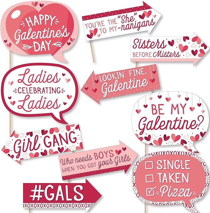 Photo Props de Galentine's Day de Big Dot of Happiness, disponible en Amazon.