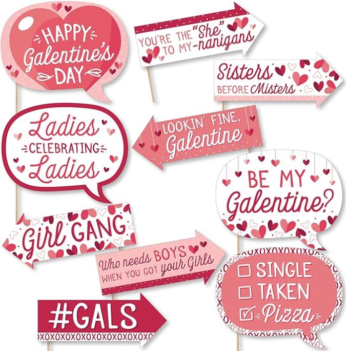 Photo Props de Galentine's Day de Big Dot of Happiness, disponible en Amazon.